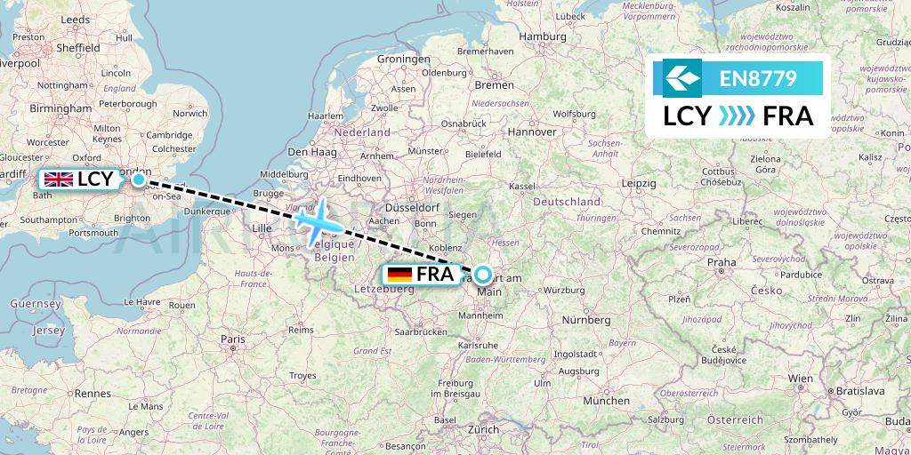 EN8779 Air Dolomiti Flight Map: London to Frankfurt