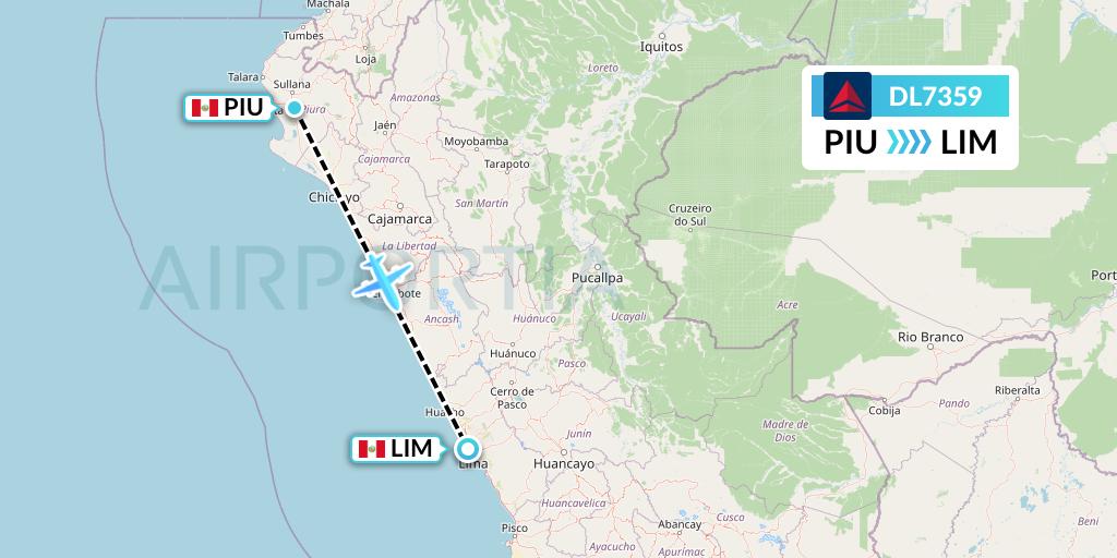 DL7359 Delta Air Lines Flight Map: Piura to Lima