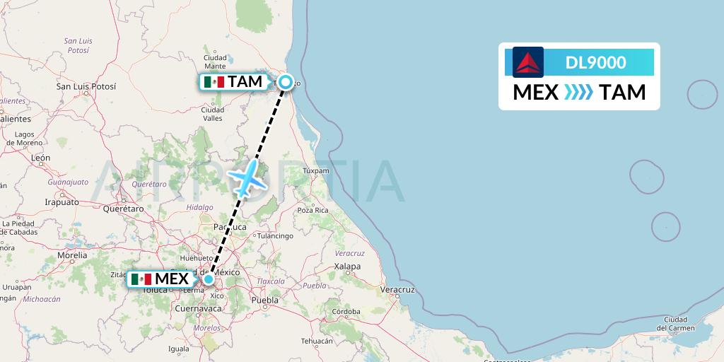DL9000 Flight Status Delta Air Lines Mexico City to Tampico (DAL9000)