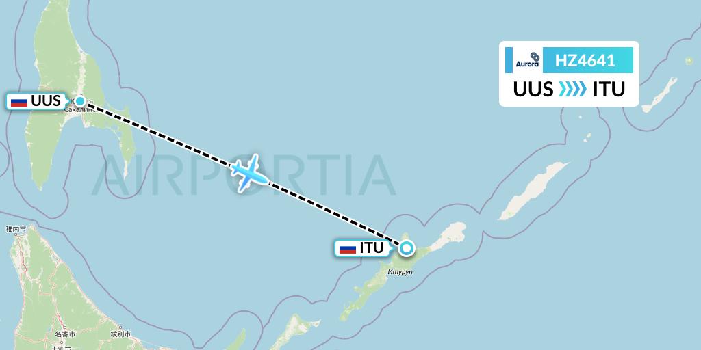 HZ4641 Aurora Flight Map: Yuzhno-Sakhalinsk to Yuzhno-Kurilsk