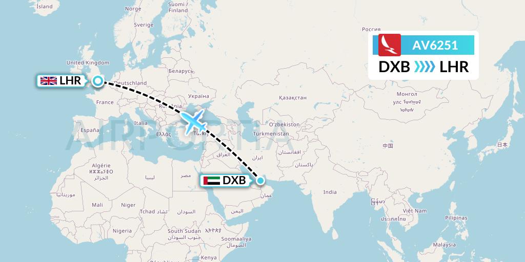 AV6251 Avianca Flight Map: Dubai to London