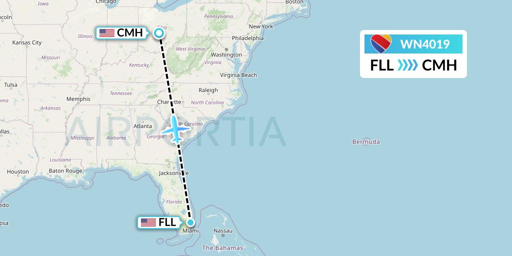 WN4019 Flight Status Southwest Airlines Fort Lauderdale to Columbus