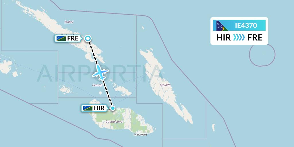 IE4370 Solomon Airlines Flight Map: Honiara to Fera Island