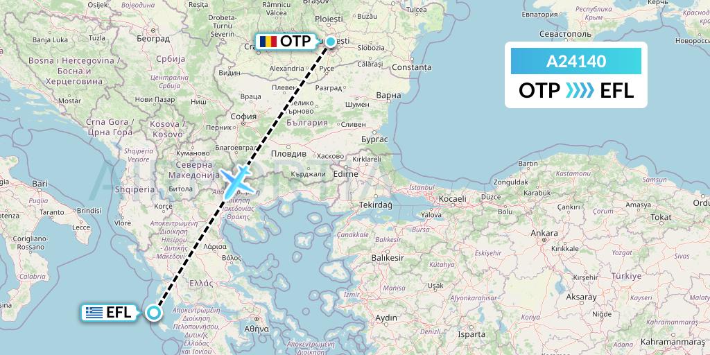 A24140 Anima Wings Aviation Flight Map: Bucharest to Kefalonia