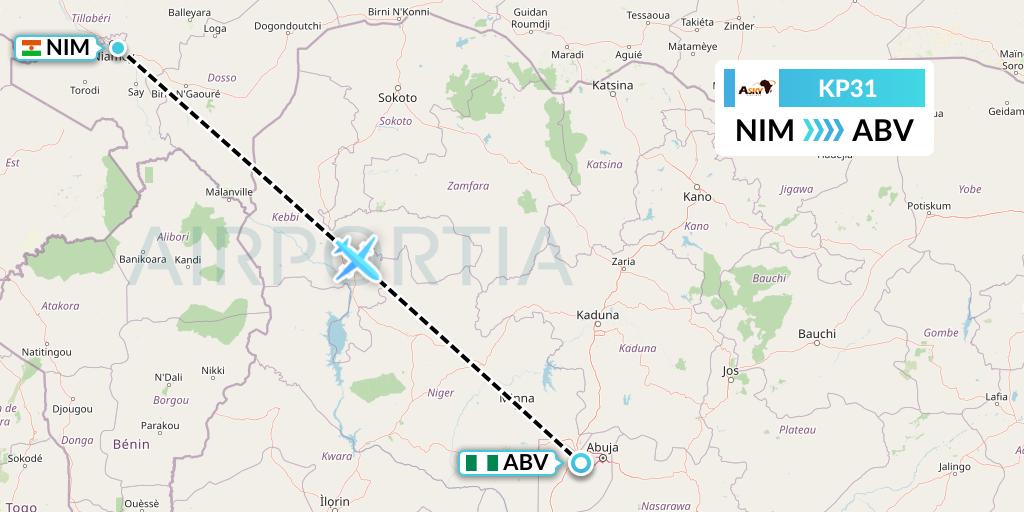 KP31 ASKY Flight Map: Niamey to Abuja