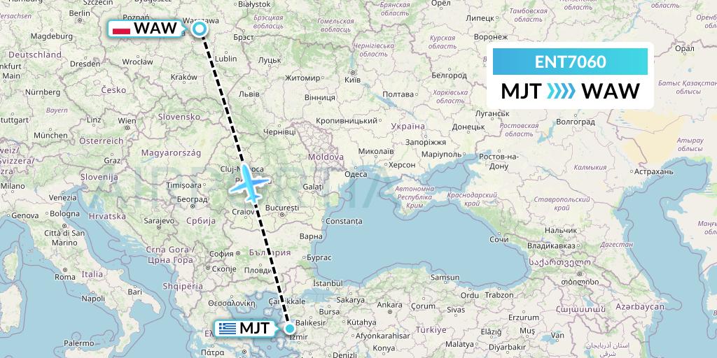 ENT7060 Enter Air Flight Map: Mytilene to Warsaw