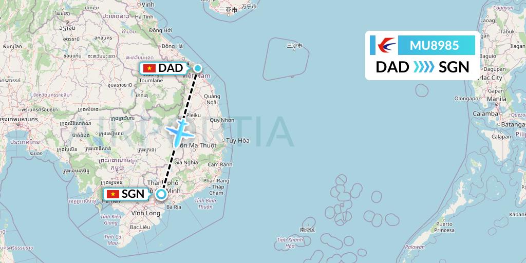 MU8985 China Eastern Airlines Flight Map: Da Nang to Ho Chi Minh City