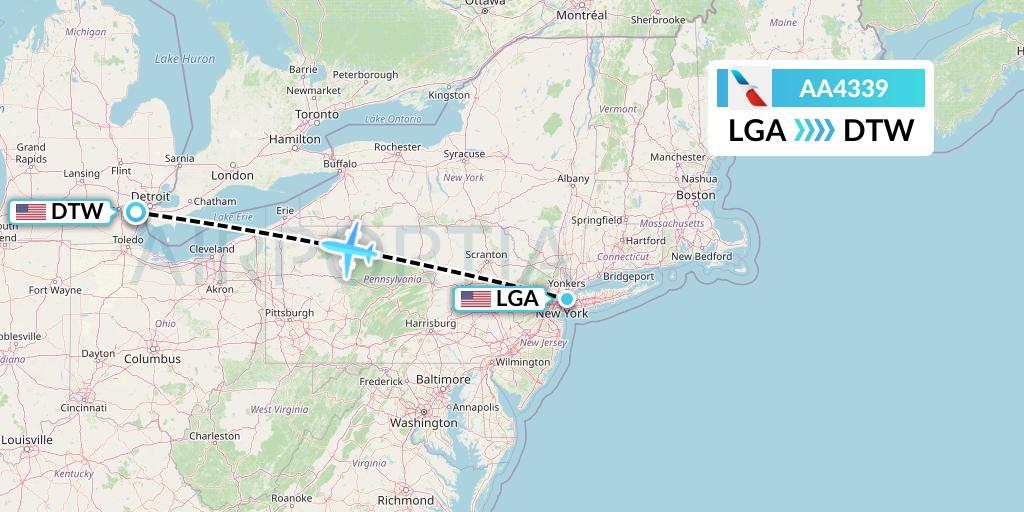 AA4339 American Airlines Flight Map: New York to Detroit