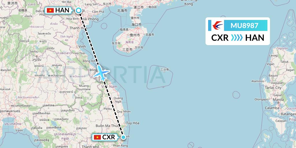 MU8987 China Eastern Airlines Flight Map: Nha Trang to Hanoi