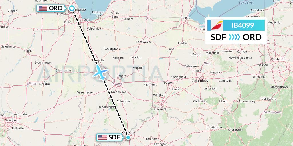 IB4099 Iberia Flight Map: Louisville to Chicago