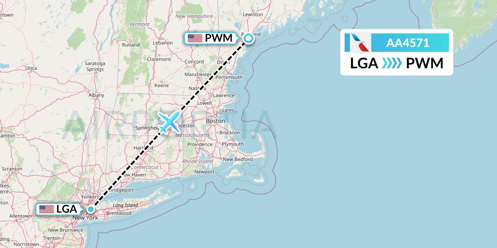 AA4571 American Airlines Flight Map: New York to Portland