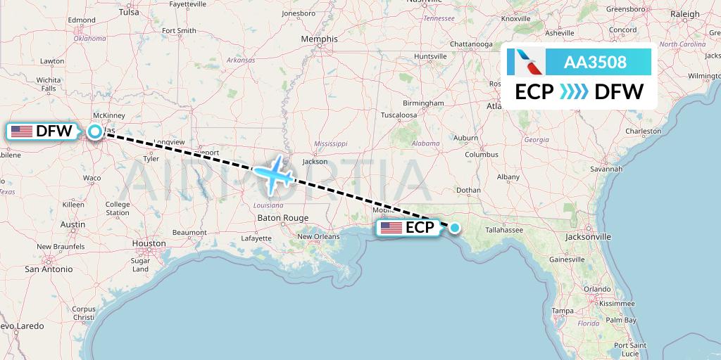 AA3508 American Airlines Flight Map: Panama City to Dallas