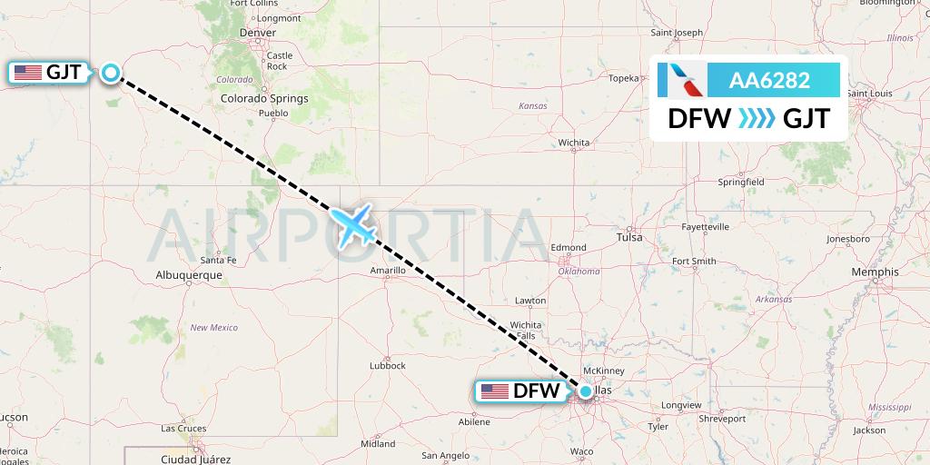 AA6282 American Airlines Flight Map: Dallas to Grand Junction