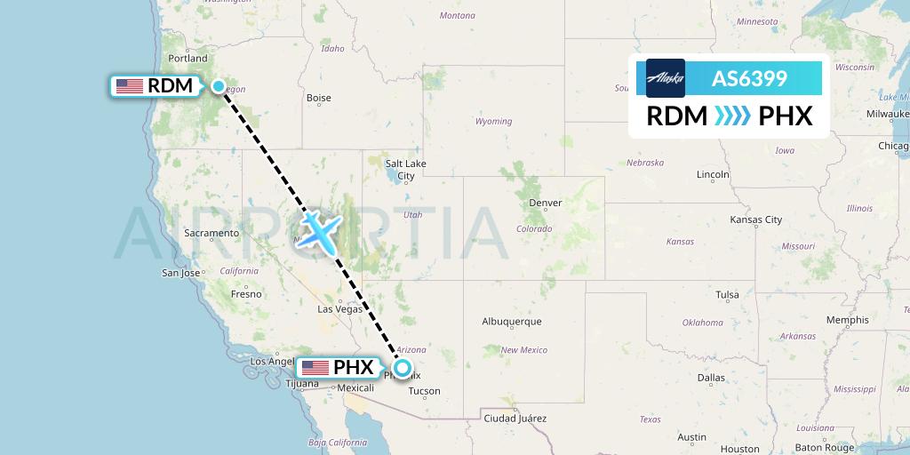 AS6399 Alaska Airlines Flight Map: Redmond to Phoenix
