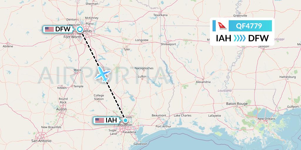 QF4779 Qantas Flight Map: Houston to Dallas