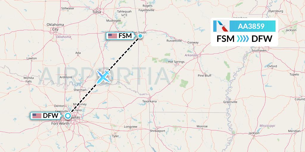 AA3859 American Airlines Flight Map: Fort Smith to Dallas