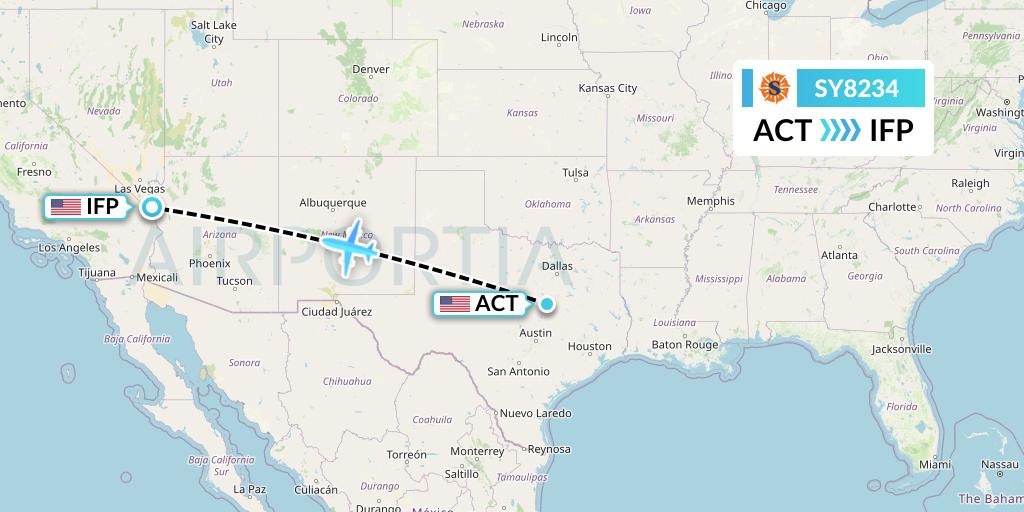 SY8234 Sun Country Airlines Flight Map: Waco to Bullhead City