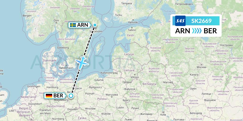 SK2669 SAS Flight Map: Stockholm to Berlin
