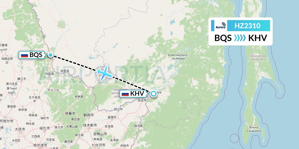 HZ2310 Aurora Flight Map: Blagoveshchensk to Khabarovsk