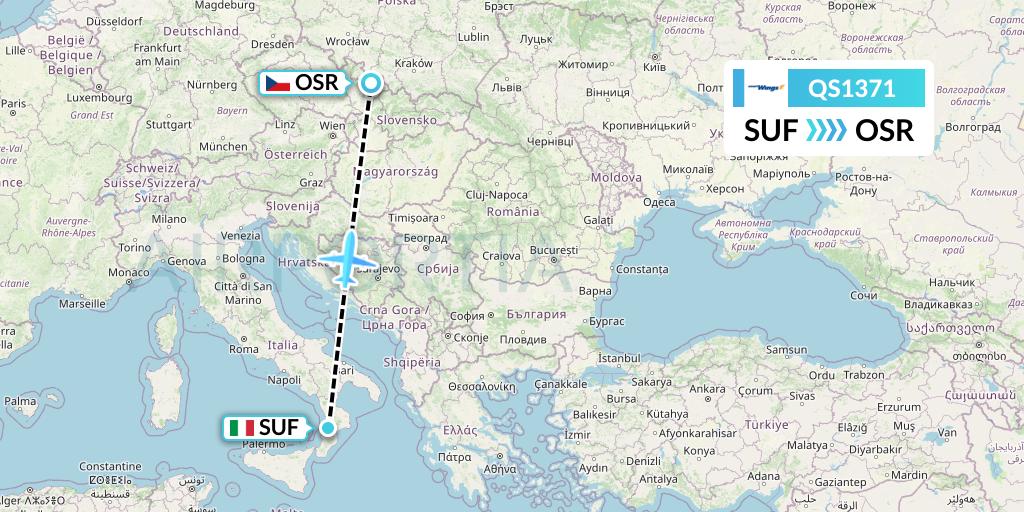 QS1371 Smartwings Flight Map: Lamezia Terme to Ostrava