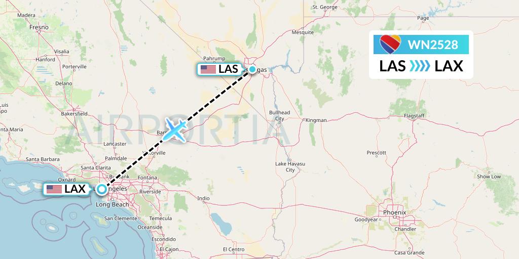 WN2528 Southwest Airlines Flight Map: Las Vegas to Los Angeles
