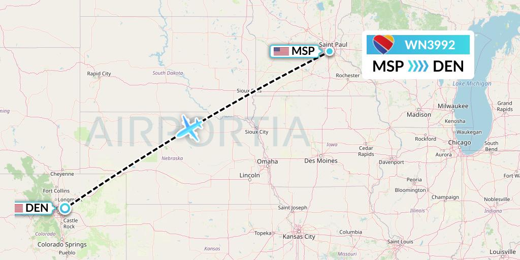 WN3992 Flight Status Southwest Airlines Minneapolis to Denver (SWA3992)
