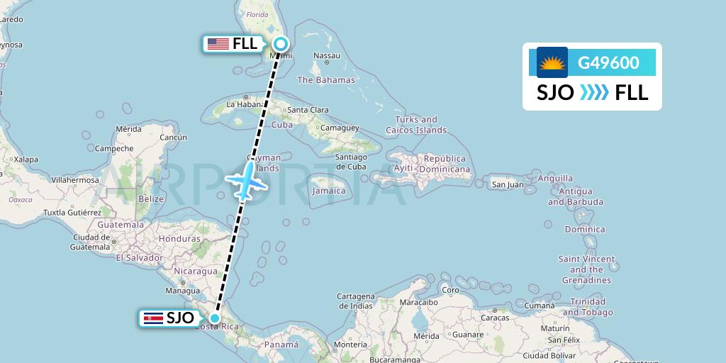 G49600 Allegiant Air Flight Map: San Jose to Fort Lauderdale