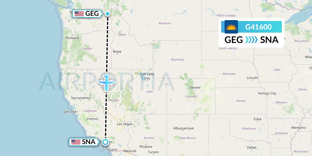 G41600 Allegiant Air Flight Map: Spokane to Orange County