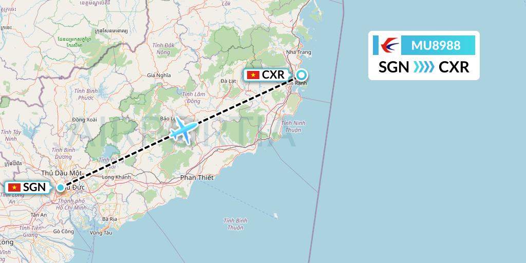 MU8988 China Eastern Airlines Flight Map: Ho Chi Minh City to Nha Trang