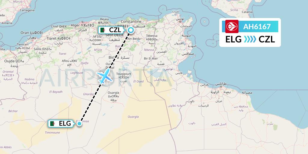 AH6167 Air Algerie Flight Map: Algeria to Constantine