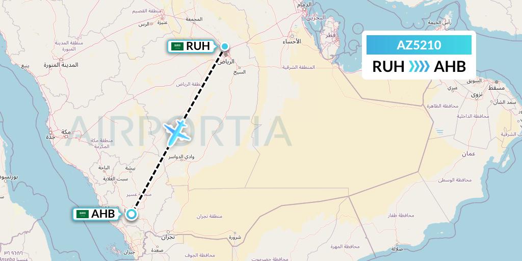 AZ5210 ITA Airways Flight Map: Riyadh to Abha
