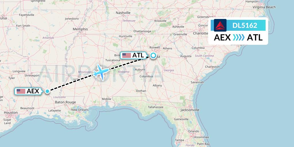 DL5162 Delta Air Lines Flight Map: Alexandria to Atlanta