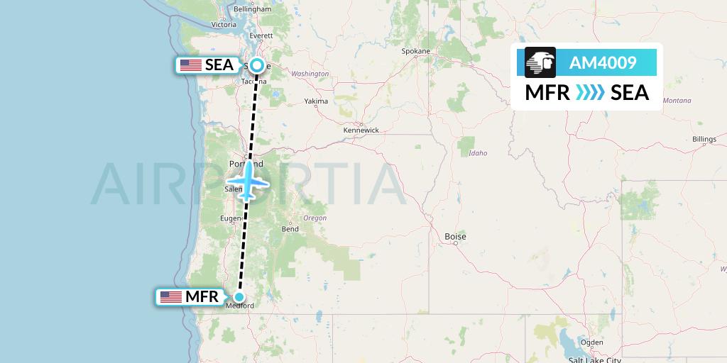AM4009 Aeromexico Flight Map: Medford to Seattle