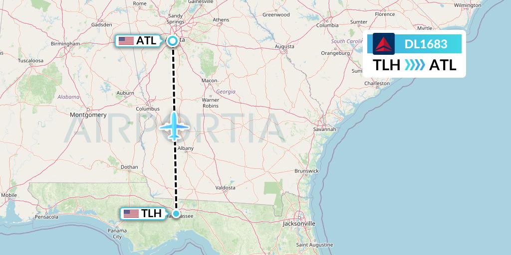 DL1683 Delta Air Lines Flight Map: Tallahassee to Atlanta