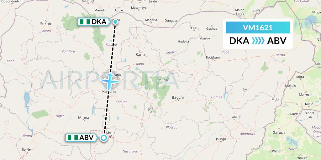 VM1621 Max Air Flight Map: Kano to Abuja