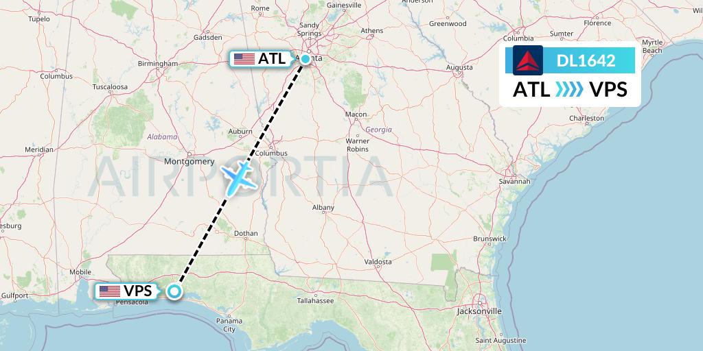 DL1642 Delta Air Lines Flight Map: Atlanta to Valparaiso