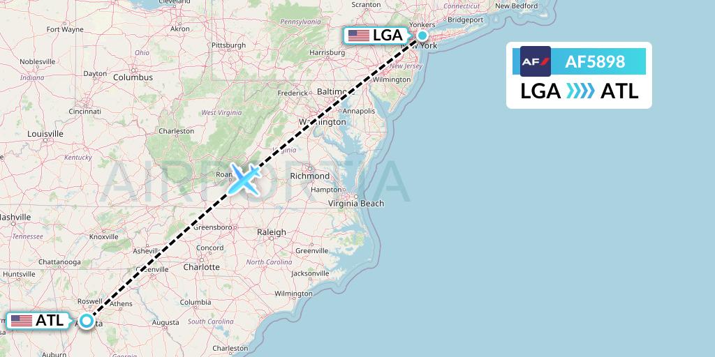 AF5898 Air France Flight Map: New York to Atlanta