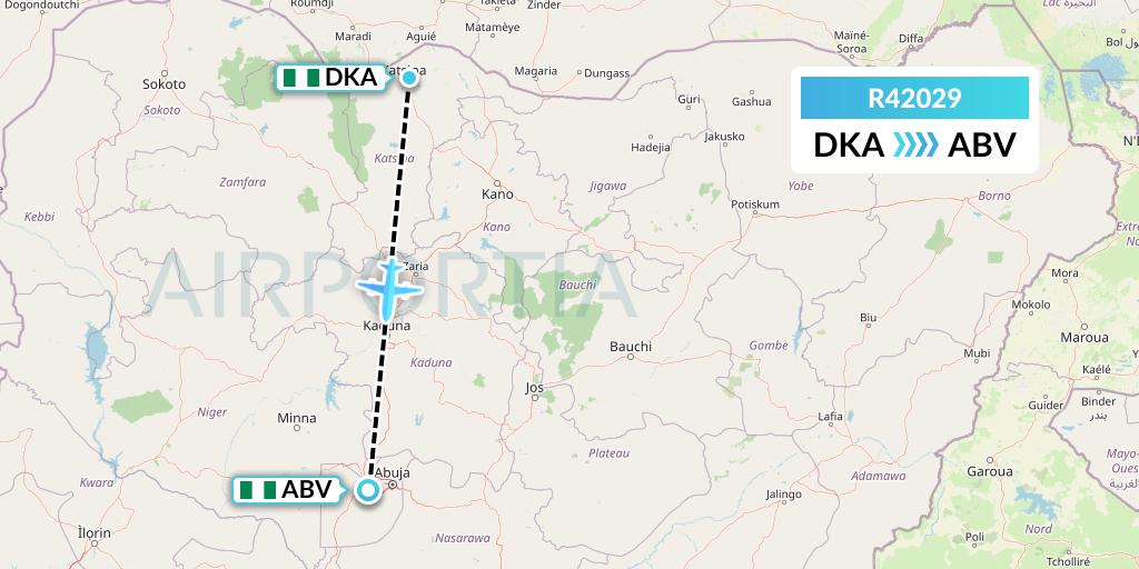 R42029 Rano Air Flight Map: Kano to Abuja