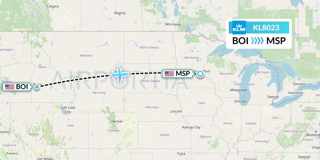KL8023 Flight Status KLM Boise to Minneapolis (KLM8023)