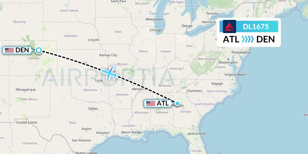 DL1675 Delta Air Lines Flight Map: Atlanta to Denver