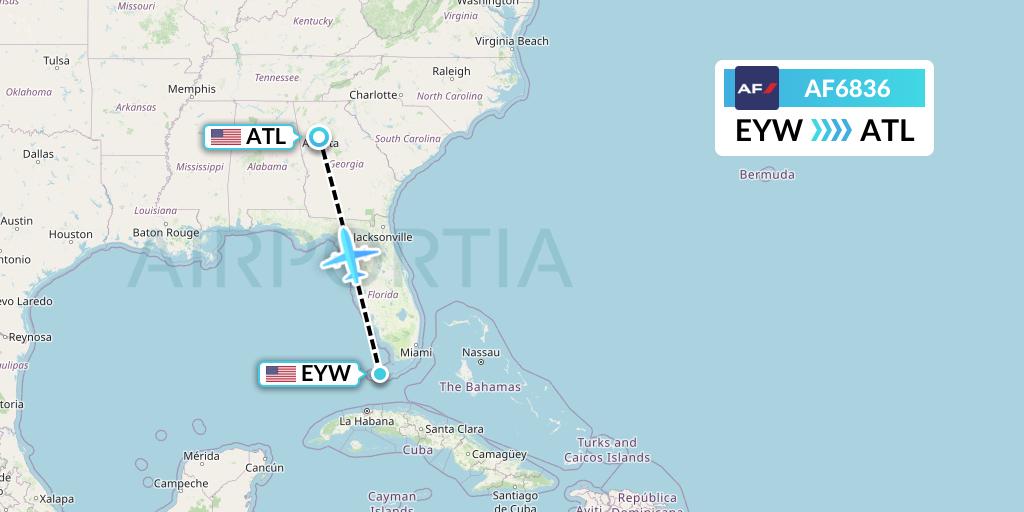AF6836 Air France Flight Map: Key West to Atlanta