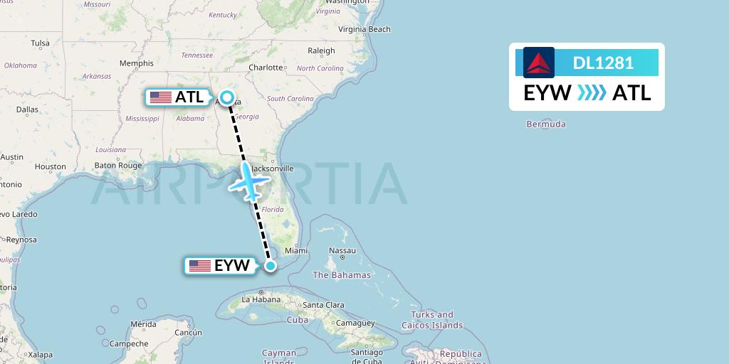 DL1281 Delta Air Lines Flight Map: Key West to Atlanta
