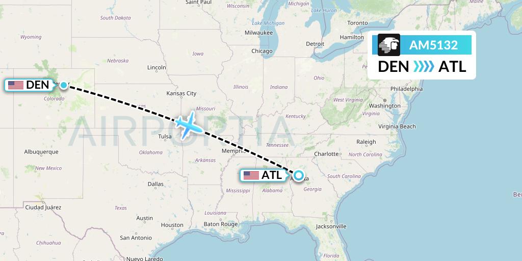 AM5132 Aeromexico Flight Map: Denver to Atlanta