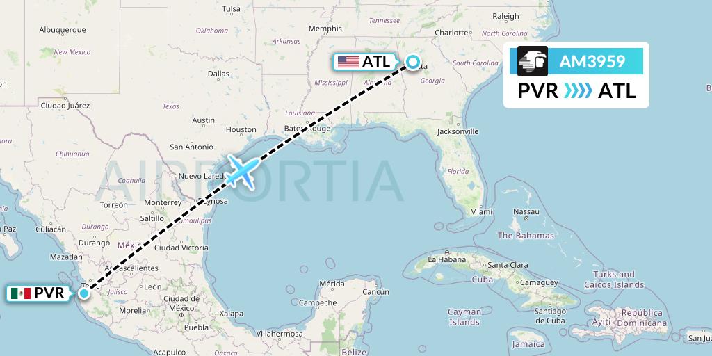 AM3959 Flight Status Aeromexico Puerto Vallarta to Atlanta (AMX3959)