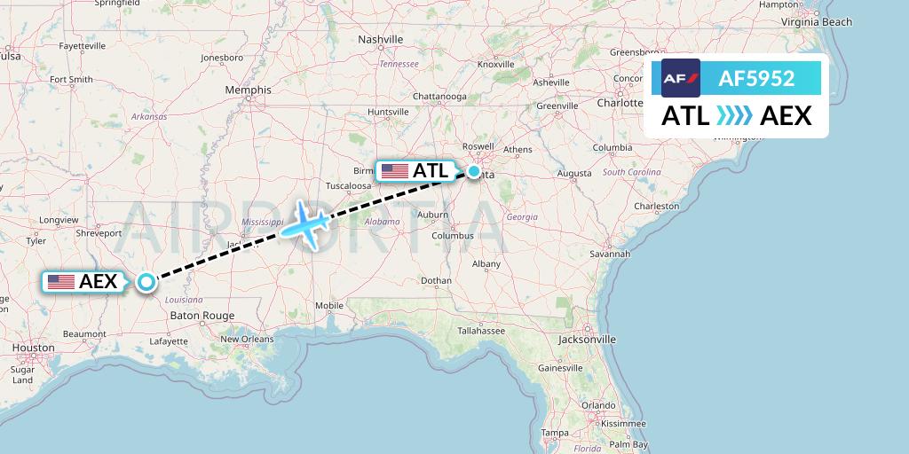 AF5952 Air France Flight Map: Atlanta to Alexandria