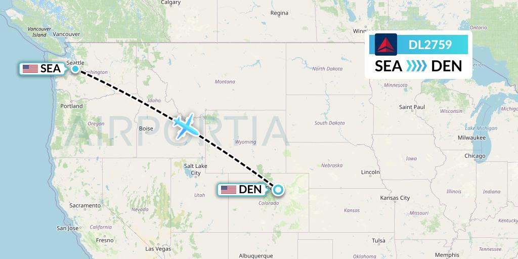 DL2759 Delta Air Lines Flight Map: Seattle to Denver