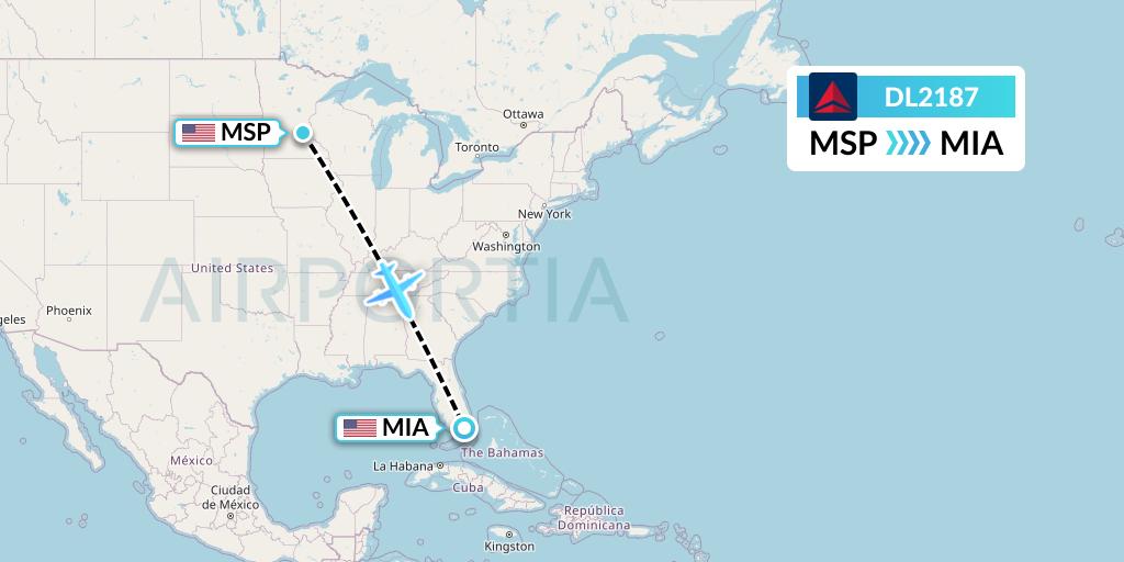 DL2187 Delta Air Lines Flight Map: Minneapolis to Miami