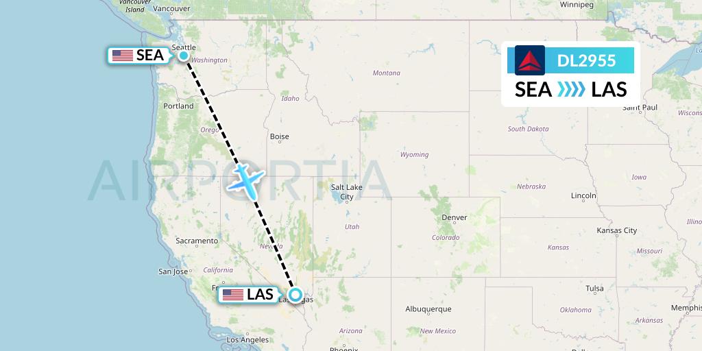 DL2955 Delta Air Lines Flight Map: Seattle to Las Vegas