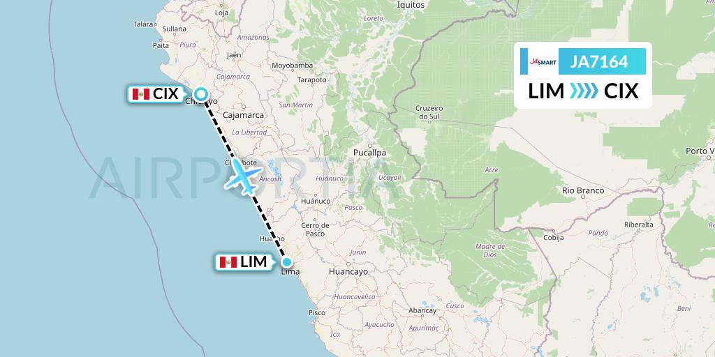 JA7164 JetSMART Flight Map: Lima to Chiclayo