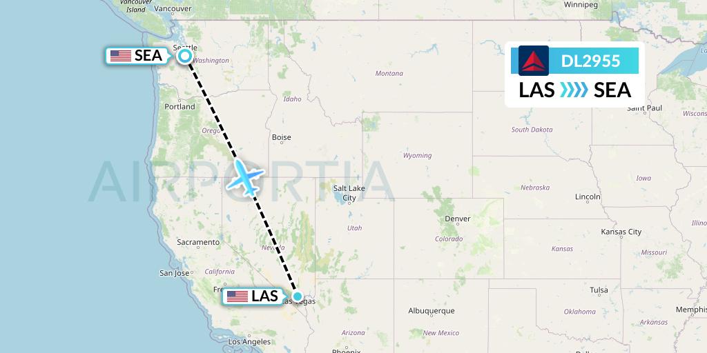 DL2955 Delta Air Lines Flight Map: Las Vegas to Seattle